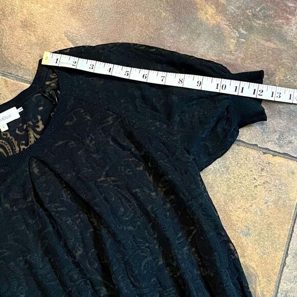 Calvin Klein Lace Short Puff Sleeve Top Small - Picture 5 of 9
